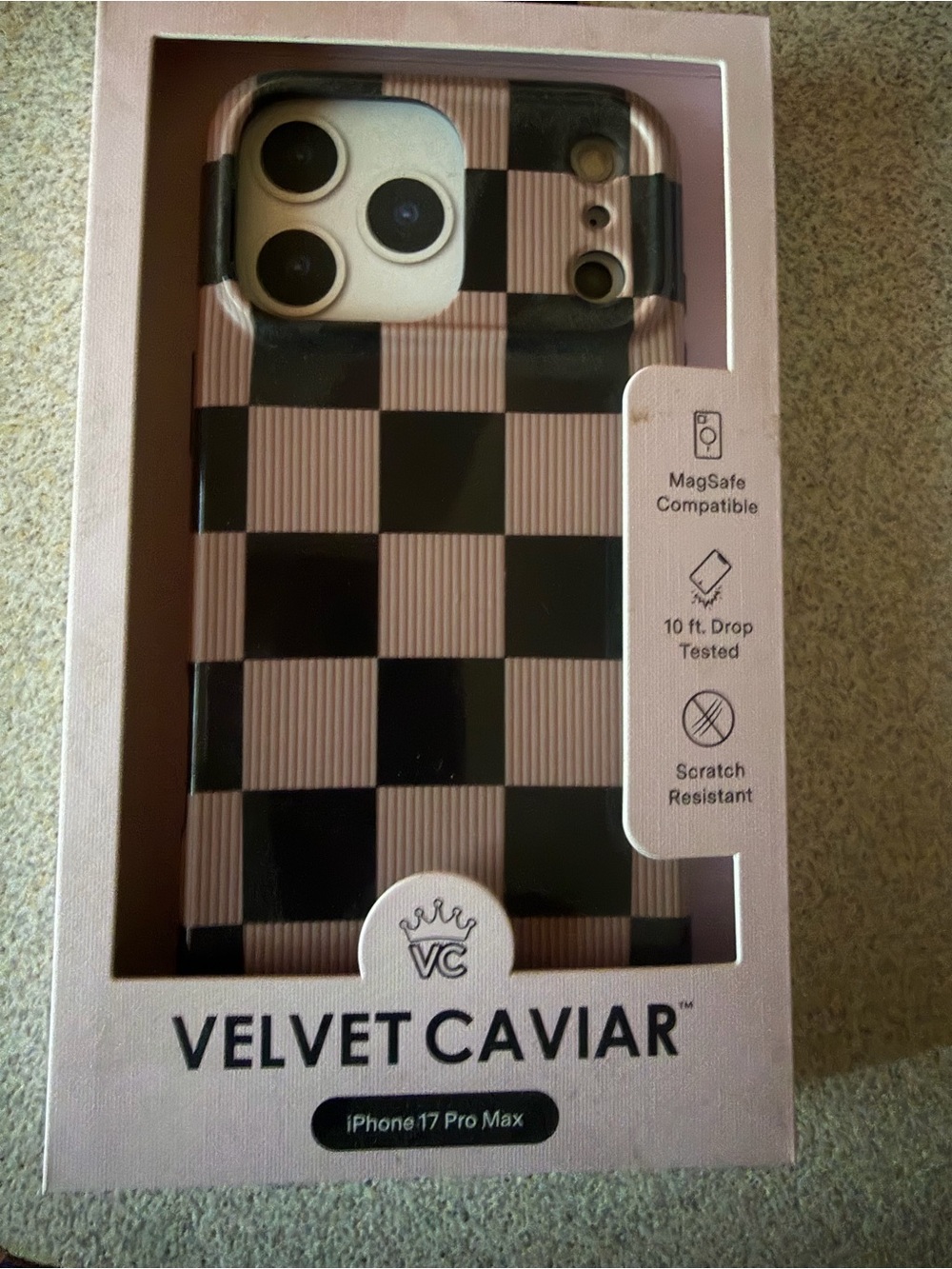 Velvet Caviar Pink and Black Checker Phone Case for iPhone 17 Pro Max
